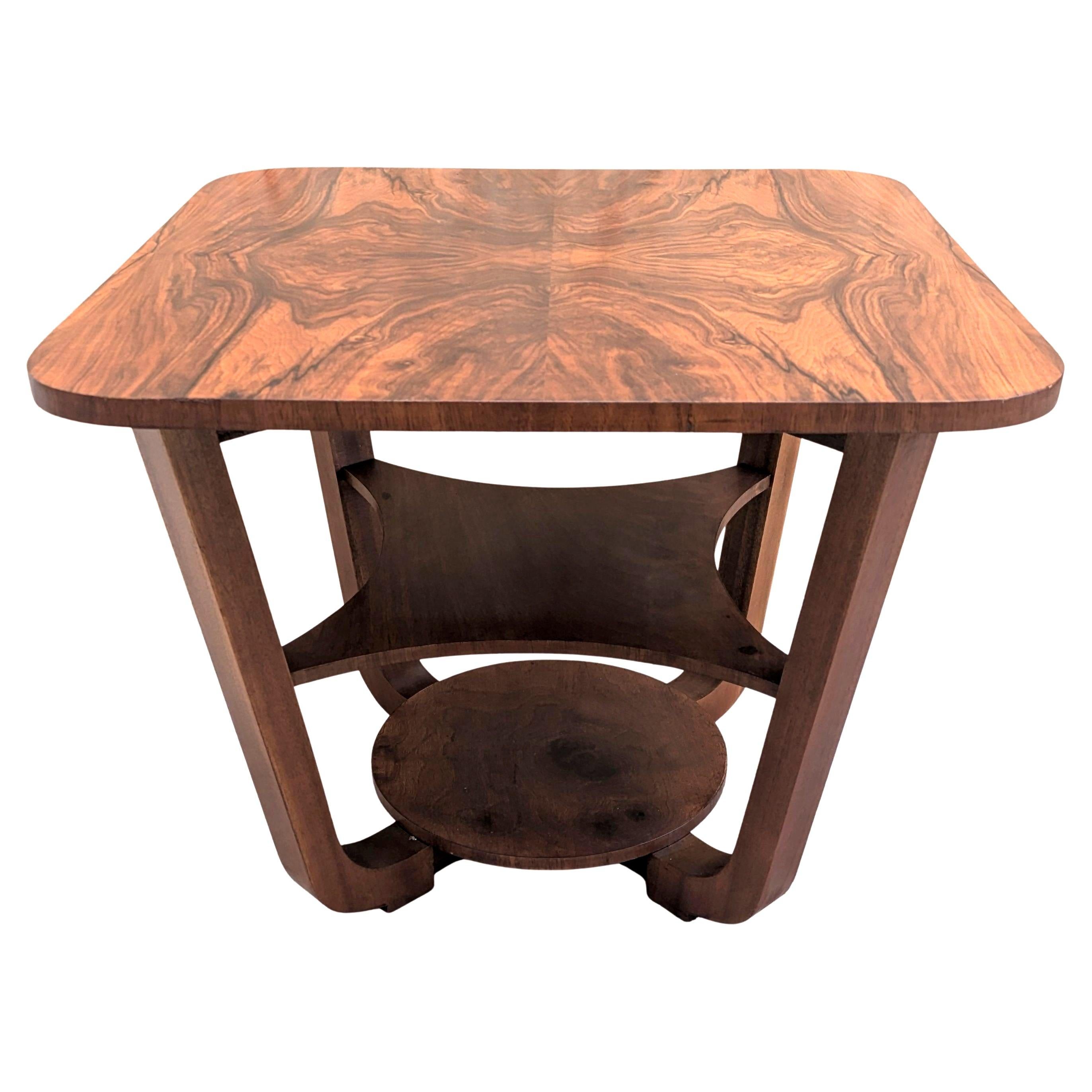 Art Deco Circular Walnut Occasional Three Tier Table, Circa 1930 For Sale 4