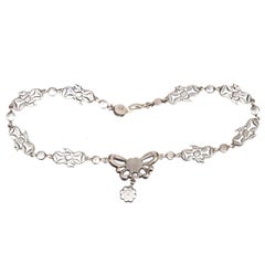 Art Deco Ciro Silver Paste Necklace with Bow Details