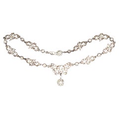 Art Deco Ciro Silver Paste Necklace with Bow Details