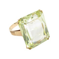 Art Deco Citrine and 14K Yellow Gold Ring, 1930s