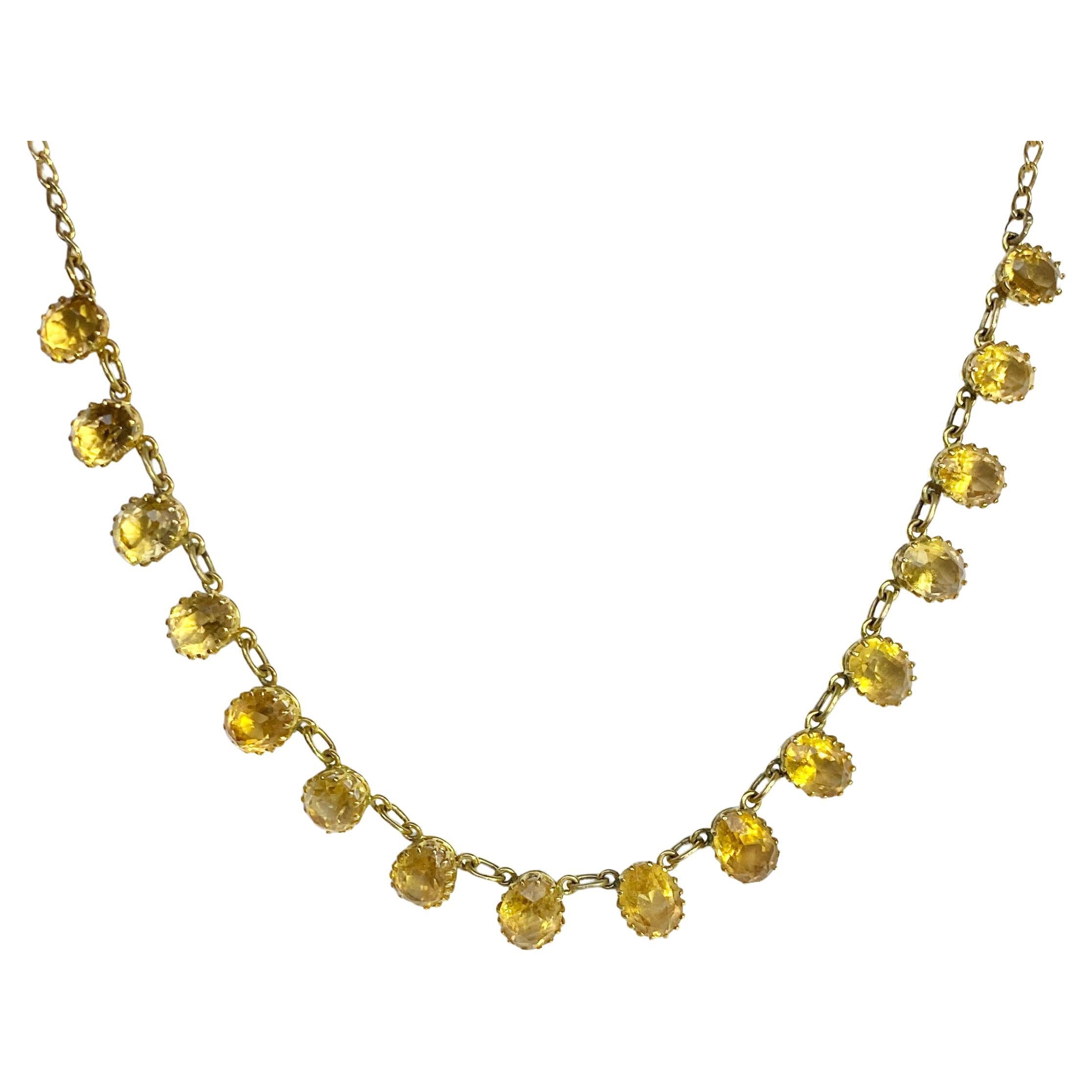 Art Deco Citrine and 18 Carat Gold Rivière Necklace and Earrings