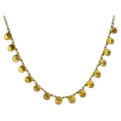 Antique Art Deco Citrine and 18 Carat Gold Rivière Necklace and Earrings