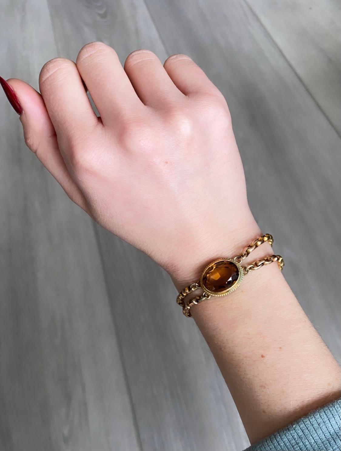 Art Deco Citrine and 9 Carat Gold Bracelet In Good Condition In Chipping Campden, GB
