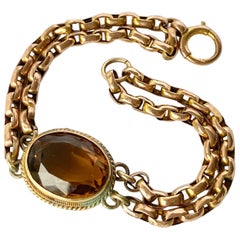 Art Deco Citrine and 9 Carat Gold Bracelet