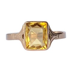 Art Deco Citrine and 9 Carat Gold Ring