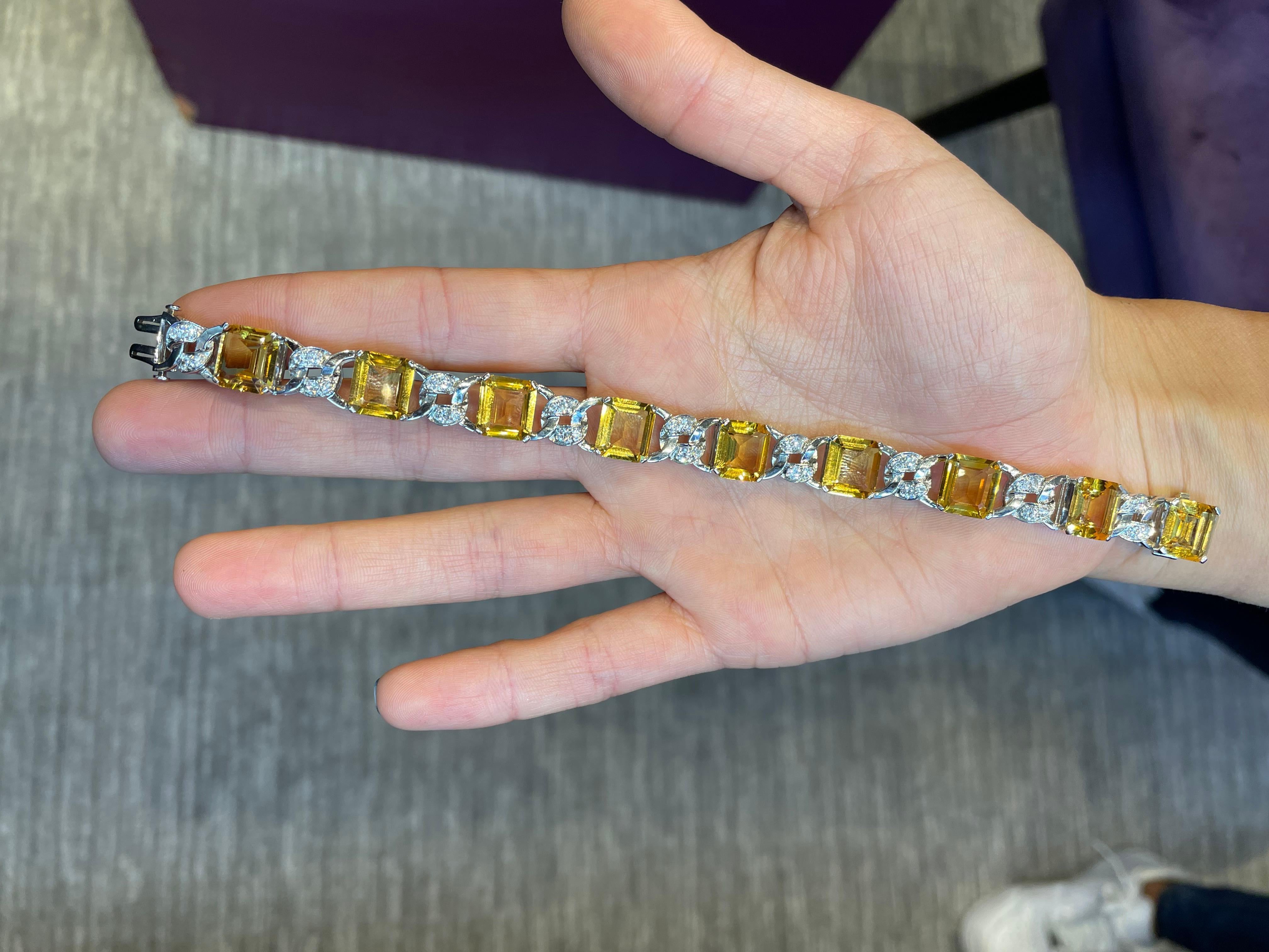 Art-Deco-Armband mit Citrin und Diamanten von JE Caldwell (Smaragdschliff) im Angebot