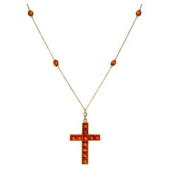 Collana a croce in stile Art Déco con citrino
