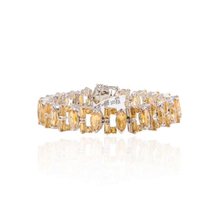 Women's Statement Featuring Golden Citrine Accents Bracelet in 925 Sterling Silver For Sale