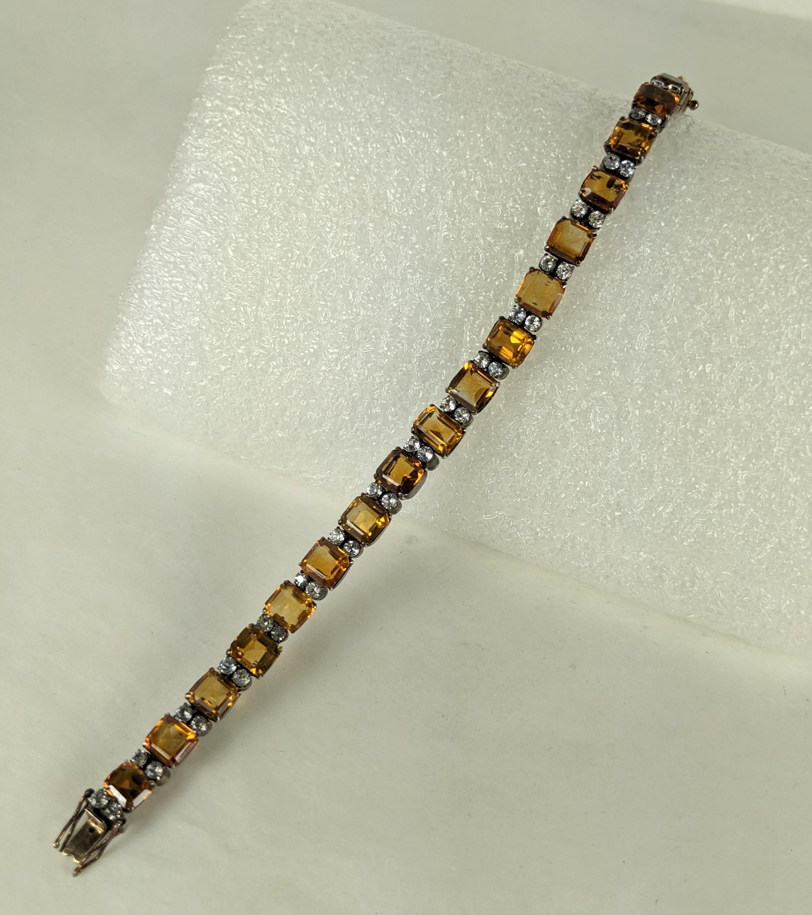 Square Cut Art Deco Citrine Line Bracelet For Sale