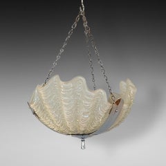 Art Deco Clam Shell Frosted Glass Ceiling Lamp