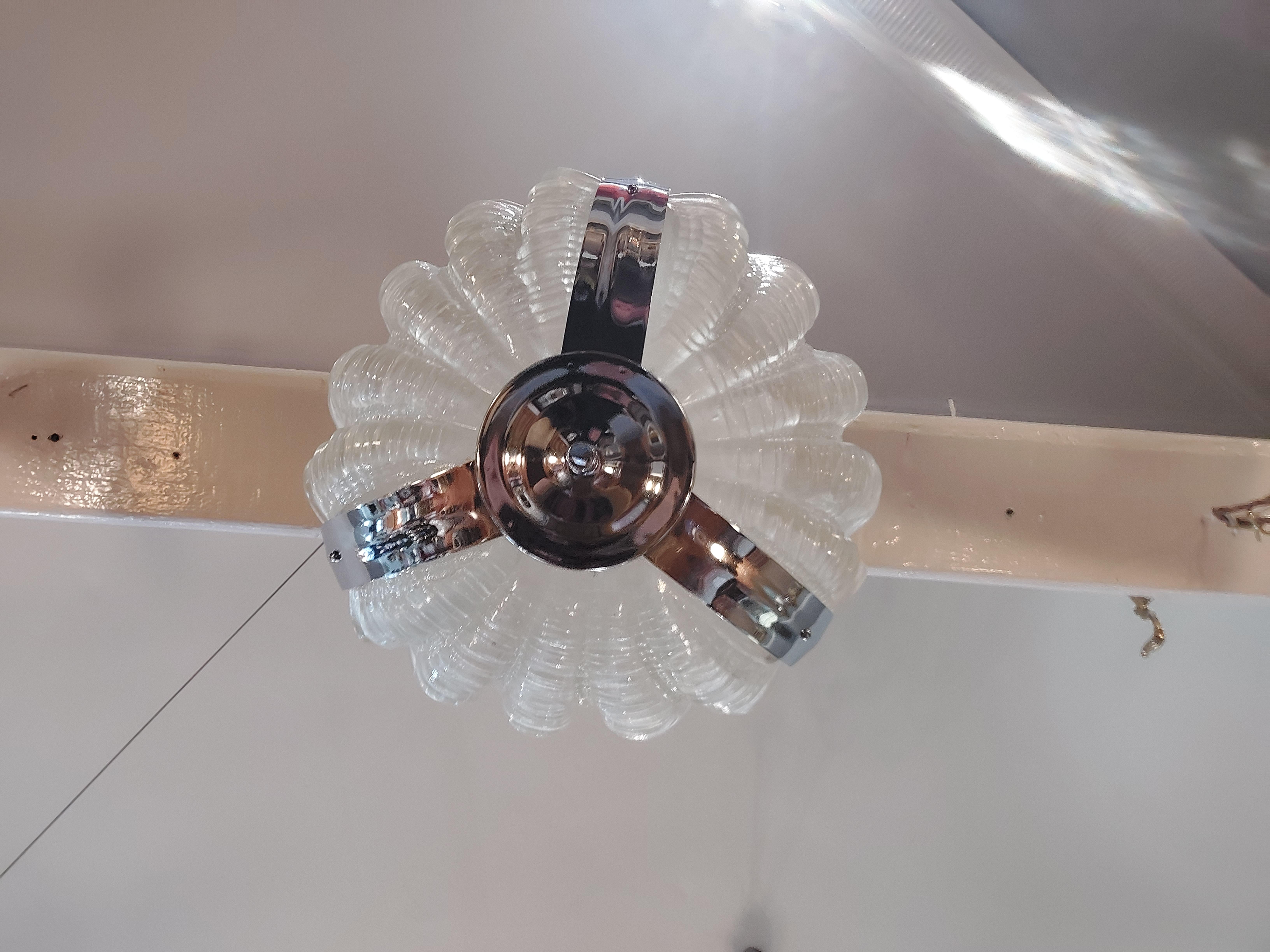 Art Deco Clam Shell Frosted Glass Ceiling Lamp For Sale 1