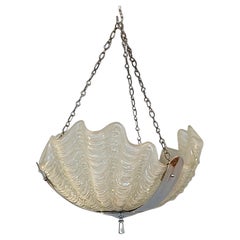 Art Deco Clam Shell Frosted Glass Ceiling Lamp