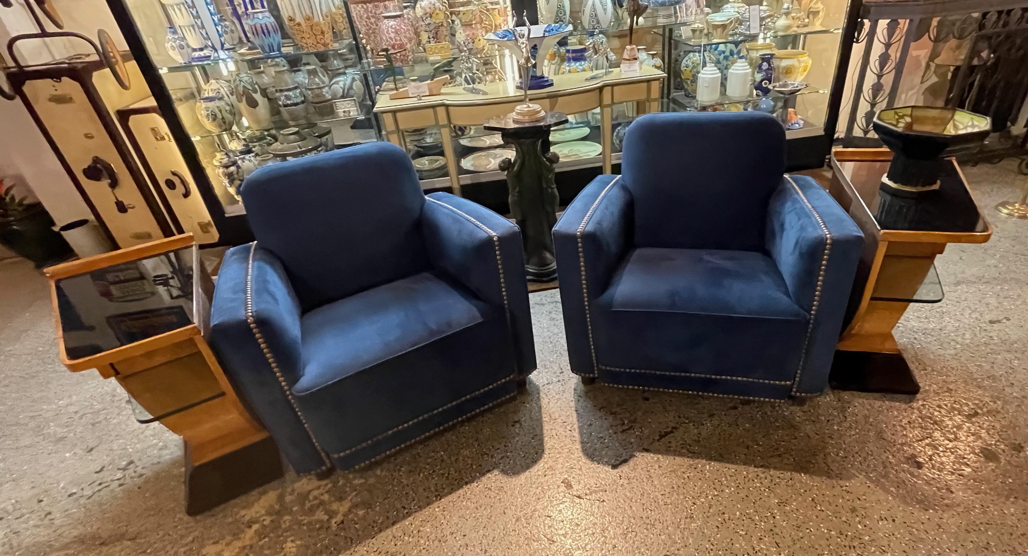 Art Deco Classic Club Chairs Original Pair For Sale 5