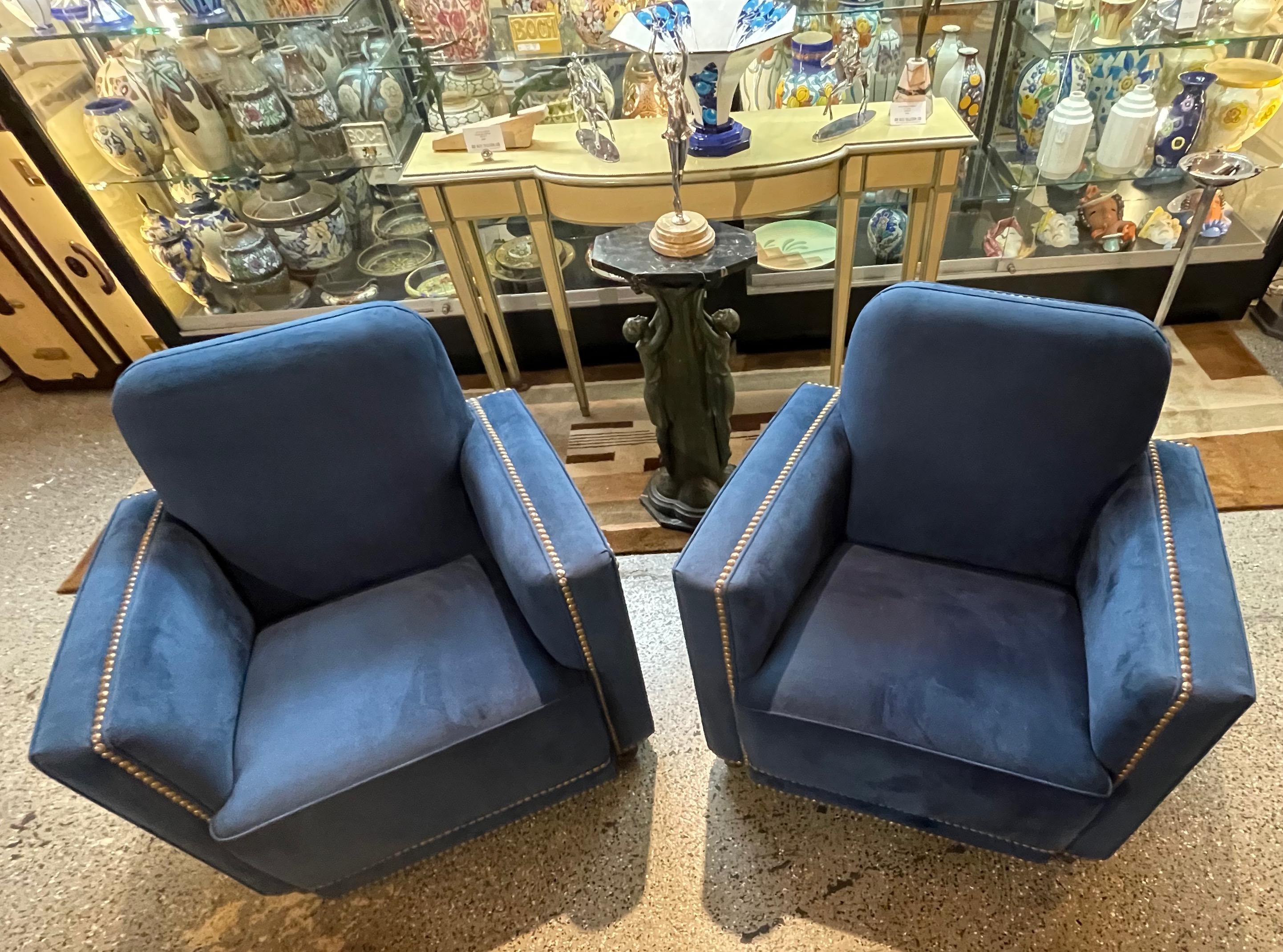 Français Paire de fauteuils club classiques Art Déco d'origine en vente