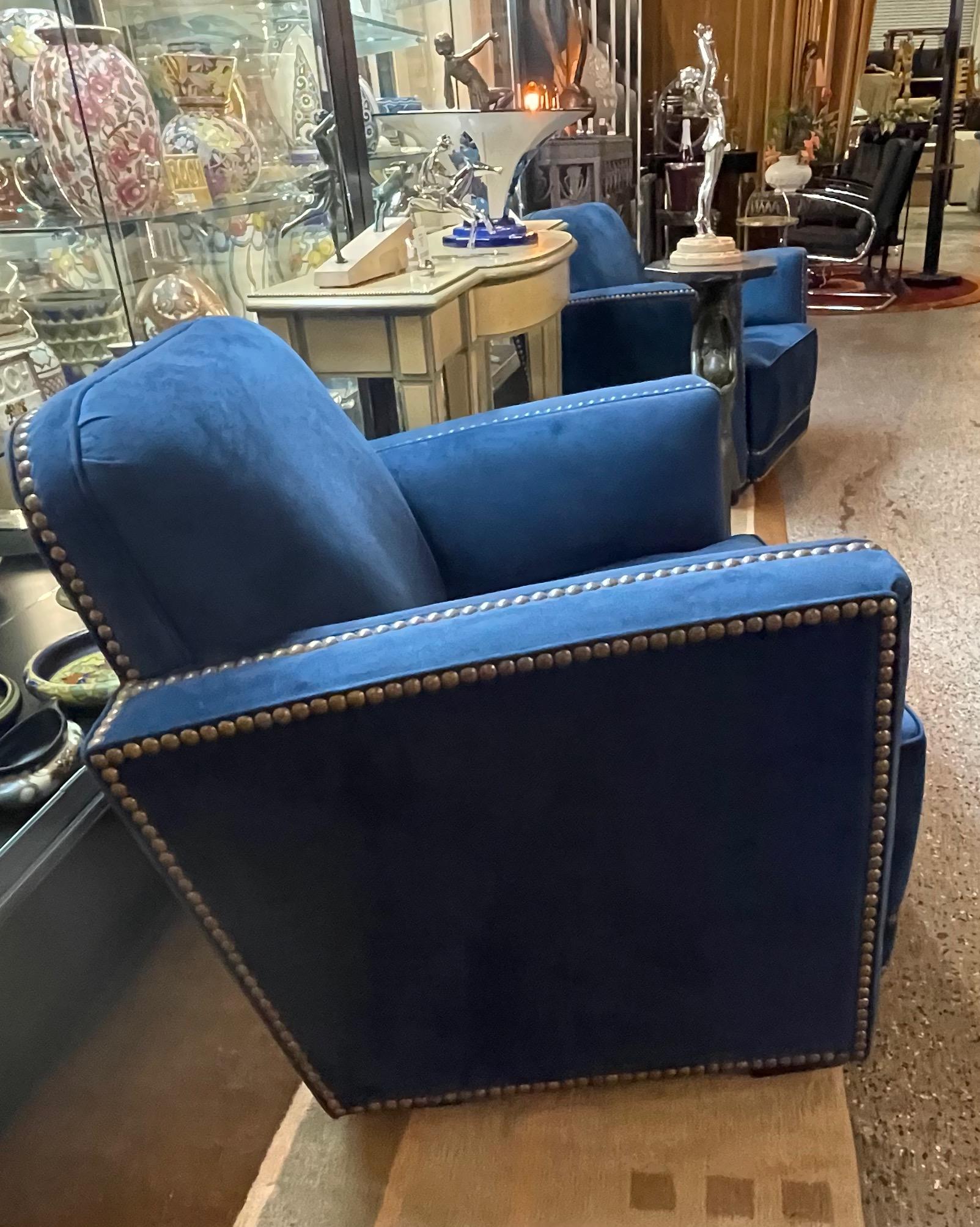 Mid-20th Century Art Deco Classic Club Chairs Original Pair For Sale