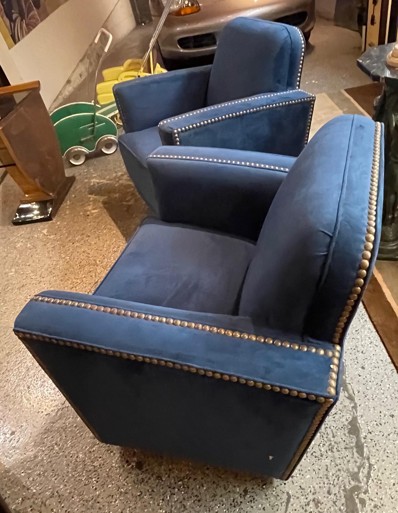 Art Deco Classic Club Chairs Original Pair For Sale 2