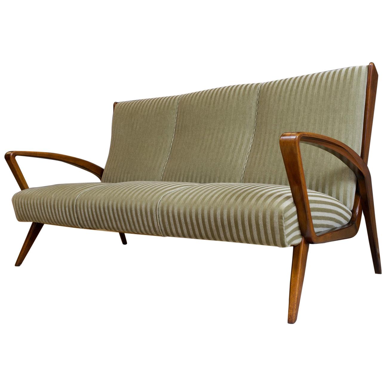 Art Deco Classic High Back Sofa by A.A.Patijn for Zijlstra 1950s Walnut Frame