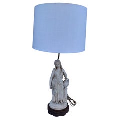 Art Deco Bisque Classical Woman with Vase Figure Table Lamp
