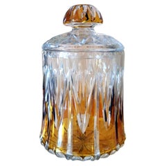 Used Art Deco Clear and Colored Crystal French Jar with Lid