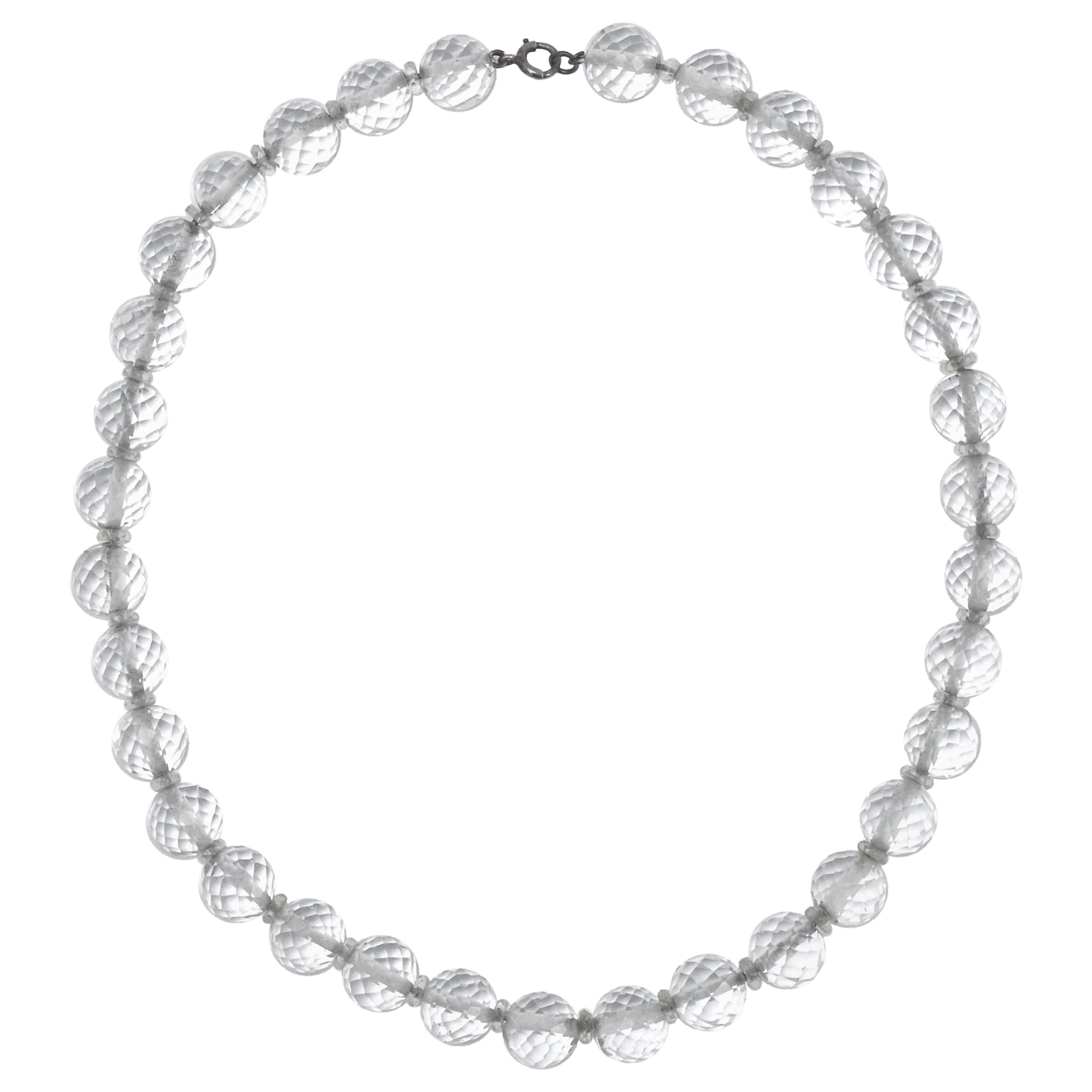 Halskette mit Sterling-Verschluss, klares Bienenkäfig-Kristall-Perlen, Art déco