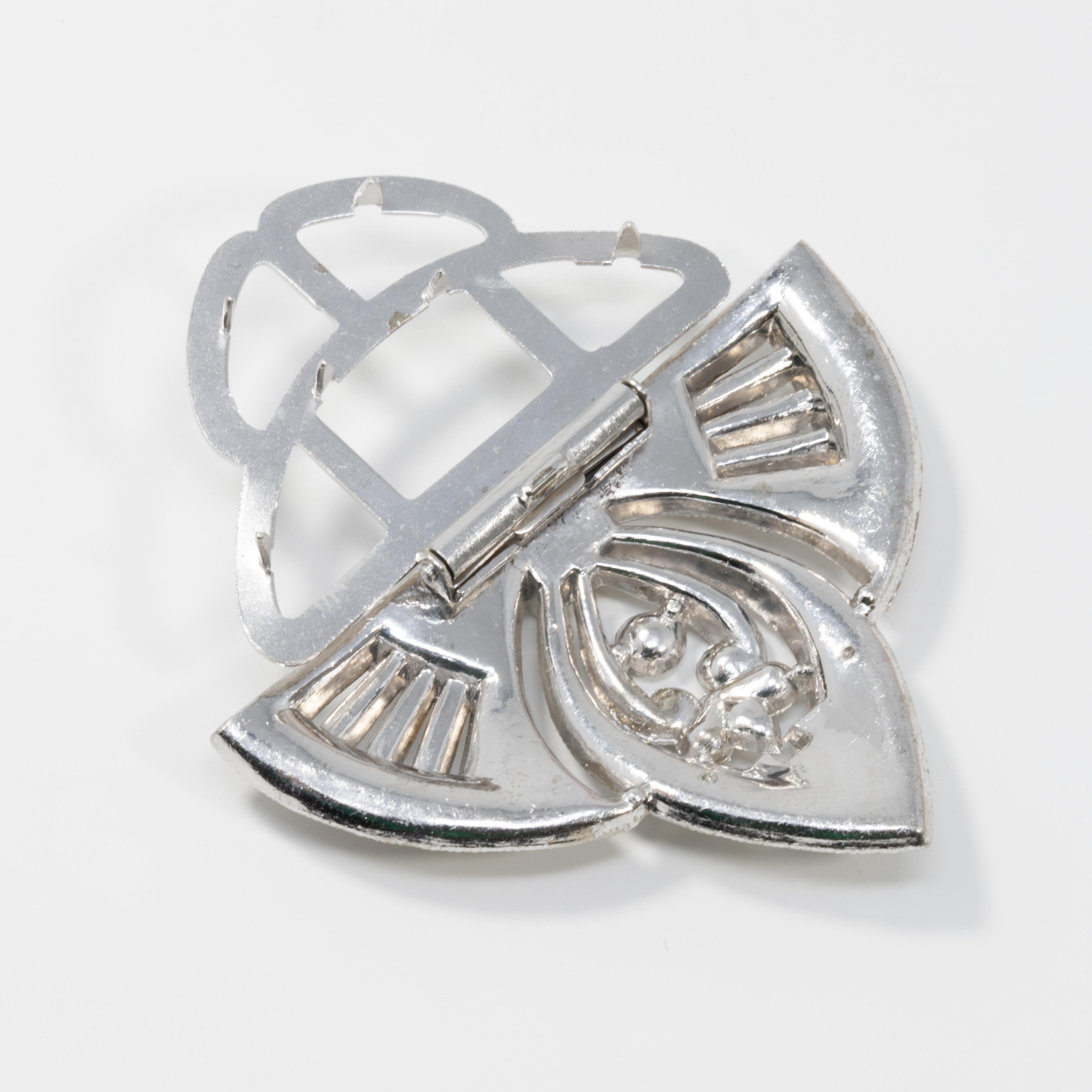 Women's Art Deco Clear Crystal Dress, Shoe Clip, Rhodium Plated, Early 1900s For Sale