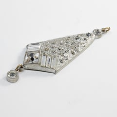 Art Deco Clear Crystal Rhodium Dangling Pendant