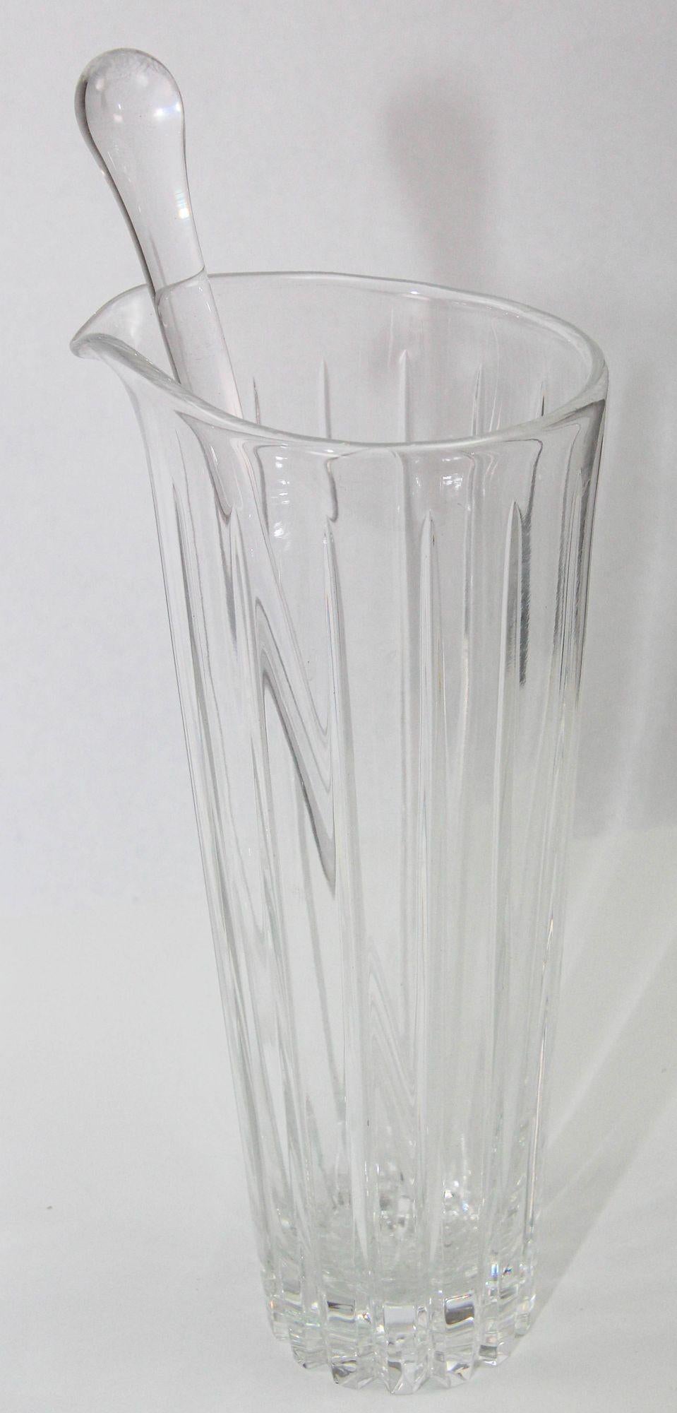 Art Deco Clear Cut Crystal Cocktail Shaker Ice Bucket and Pitcher For Sale 5