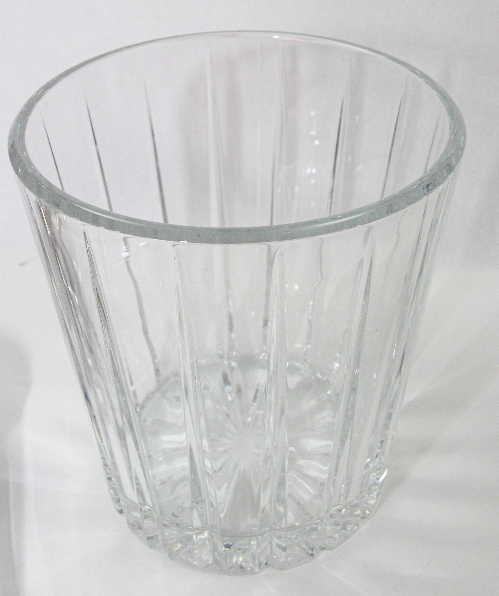 Art Deco Clear Cut Crystal Cocktail Shaker Ice Bucket and Pitcher For Sale 6