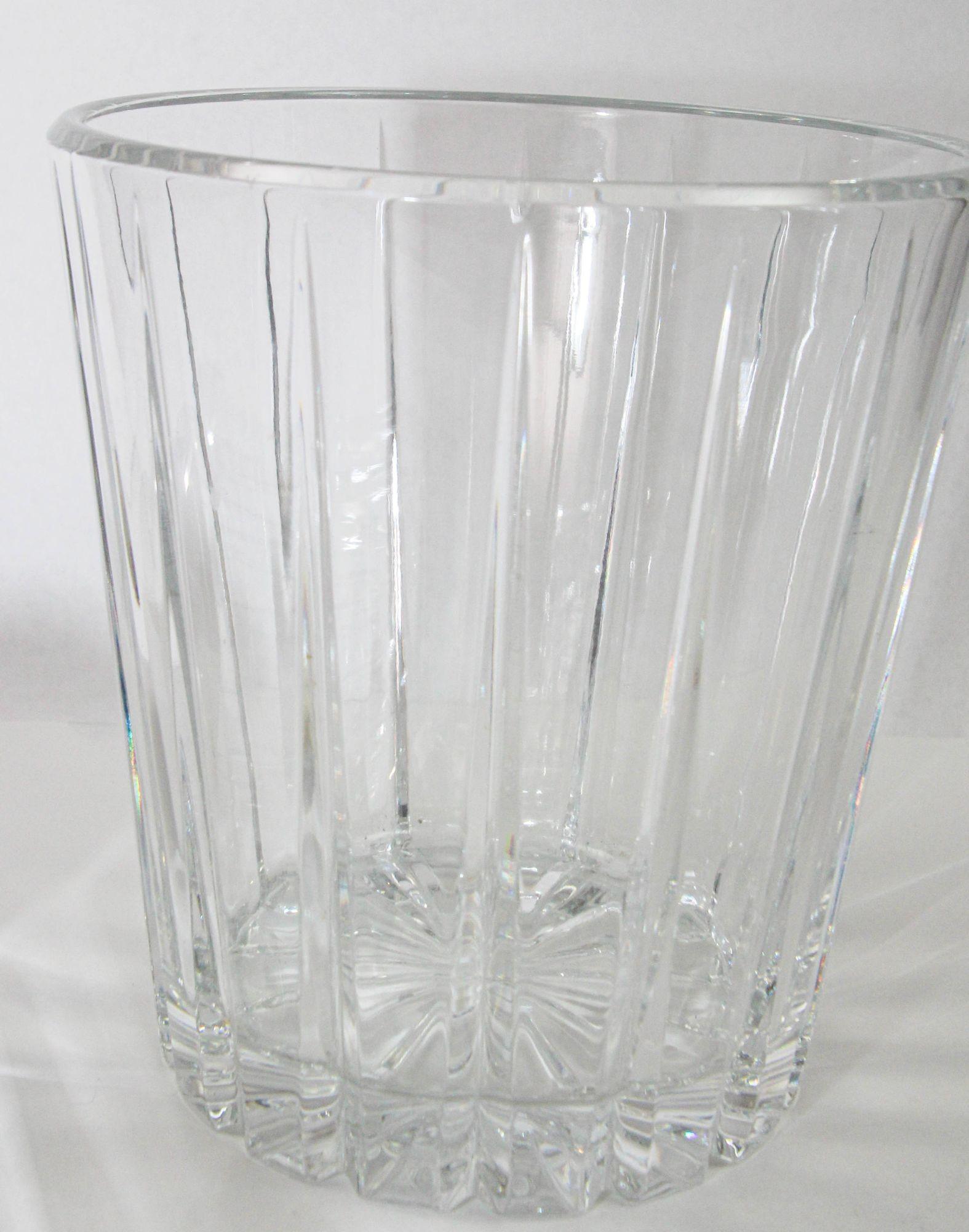 Art Deco Clear Cut Crystal Cocktail Shaker Ice Bucket and Pitcher For Sale 7