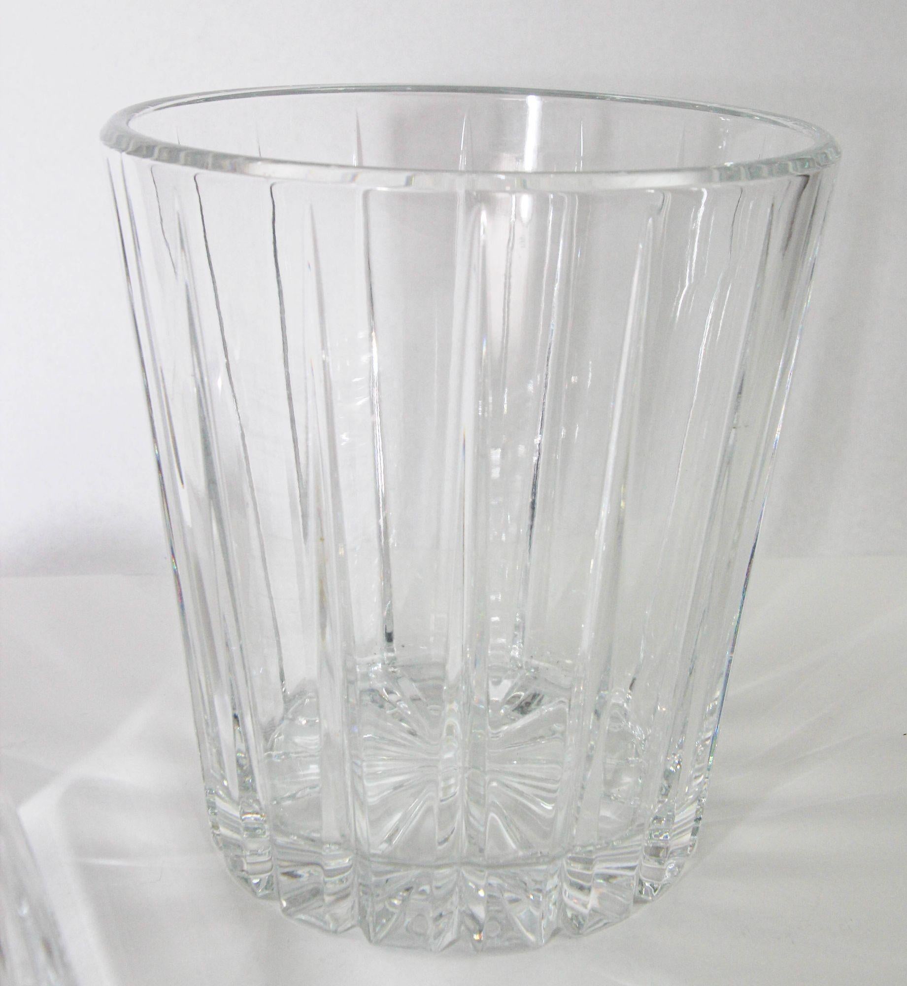 Art Deco Clear Cut Crystal Cocktail Shaker Ice Bucket and Pitcher For Sale 8