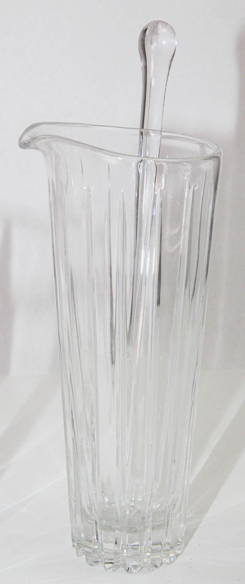 Hand-Crafted Art Deco Clear Cut Crystal Cocktail Shaker Ice Bucket and Pitcher For Sale