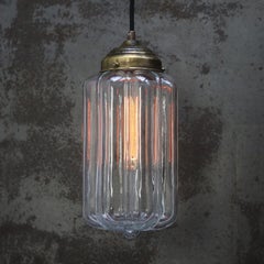 Luci a sospensione in ottone con vetro trasparente Art Deco