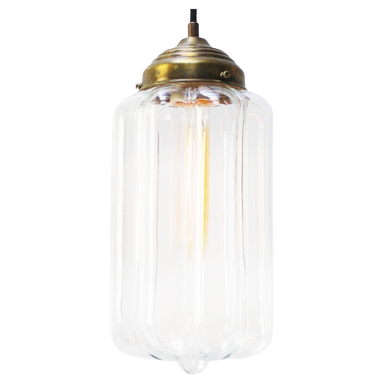 Art Deco Clear Glass Brass Pendant Lights