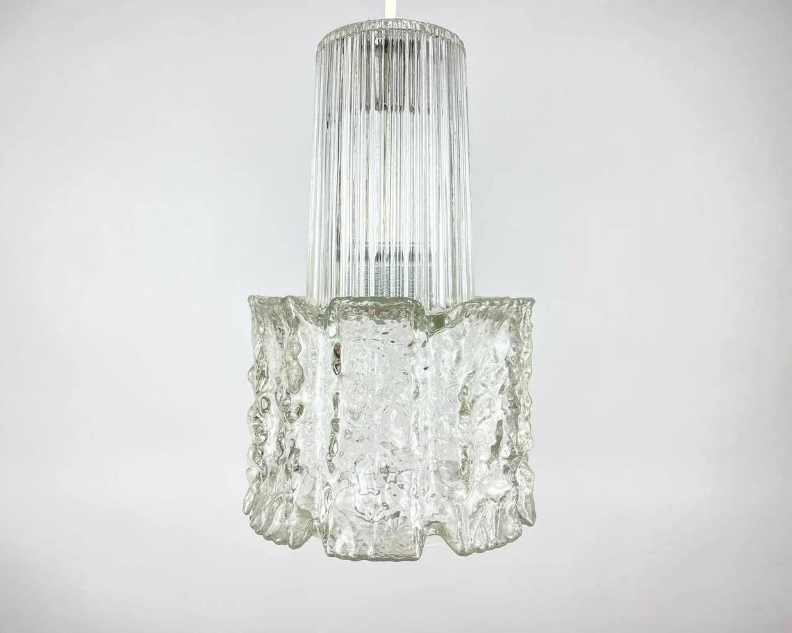 German Art Deco Clear Glass Chandelier