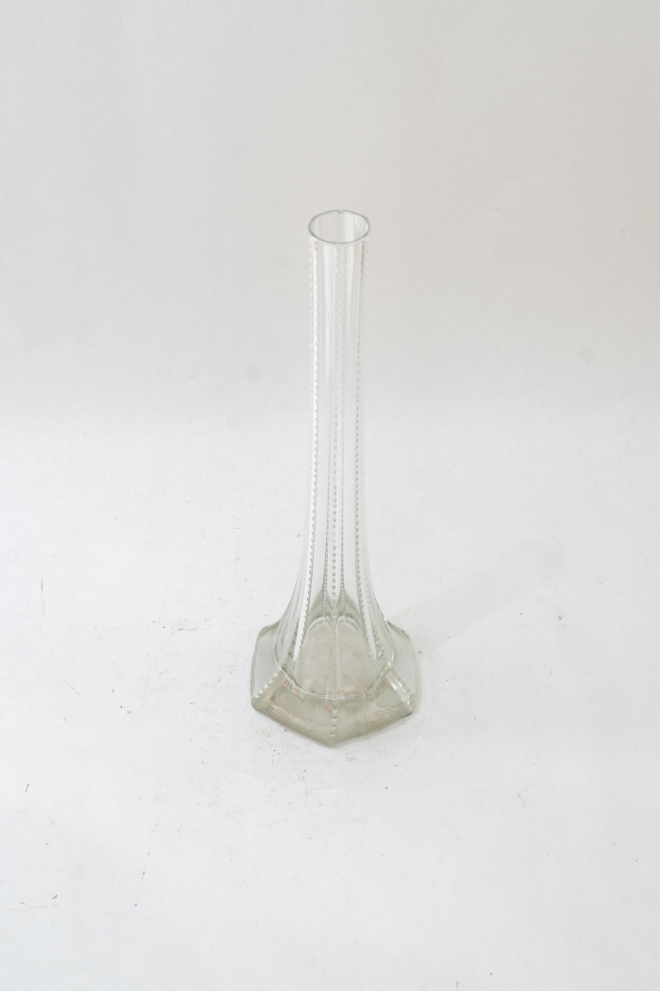 Art Deco Art deco clear glass vase vienna around 1920 For Sale