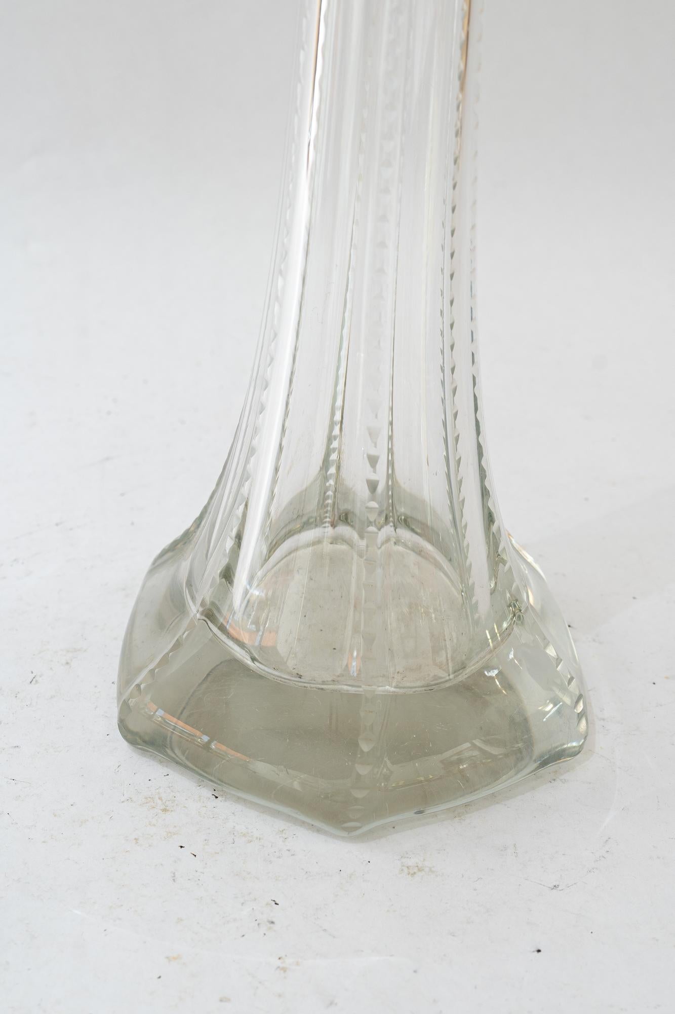 Austrian Art deco clear glass vase vienna around 1920 For Sale
