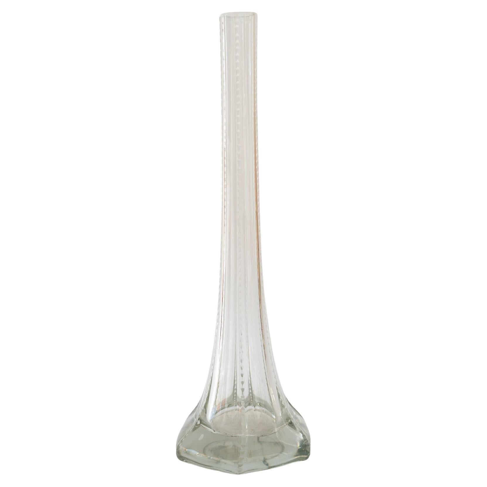 Art deco clear glass vase vienna around 1920 For Sale