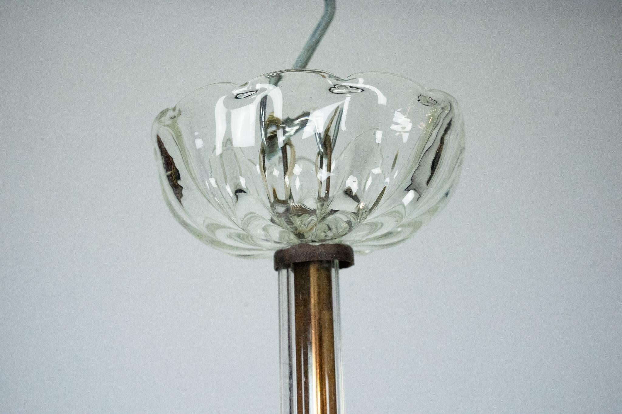 Lámpara Art Decó de cristal de Murano transparente. Italia años 40 en Bueno estado para la venta en Catania, CT