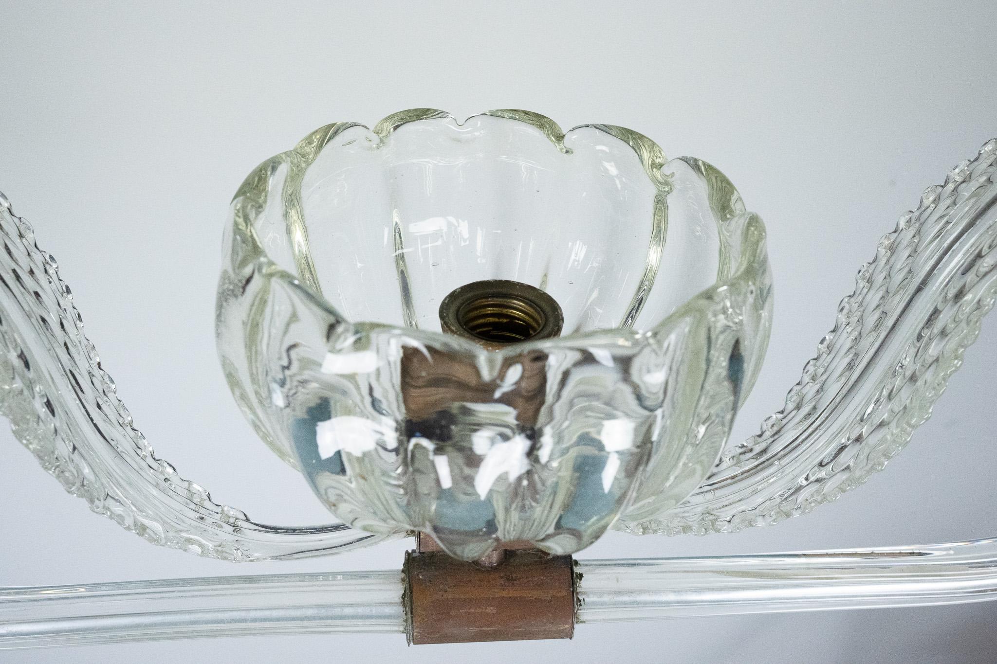 Lámpara Art Decó de cristal de Murano transparente. Italia años 40 siglo XX en venta