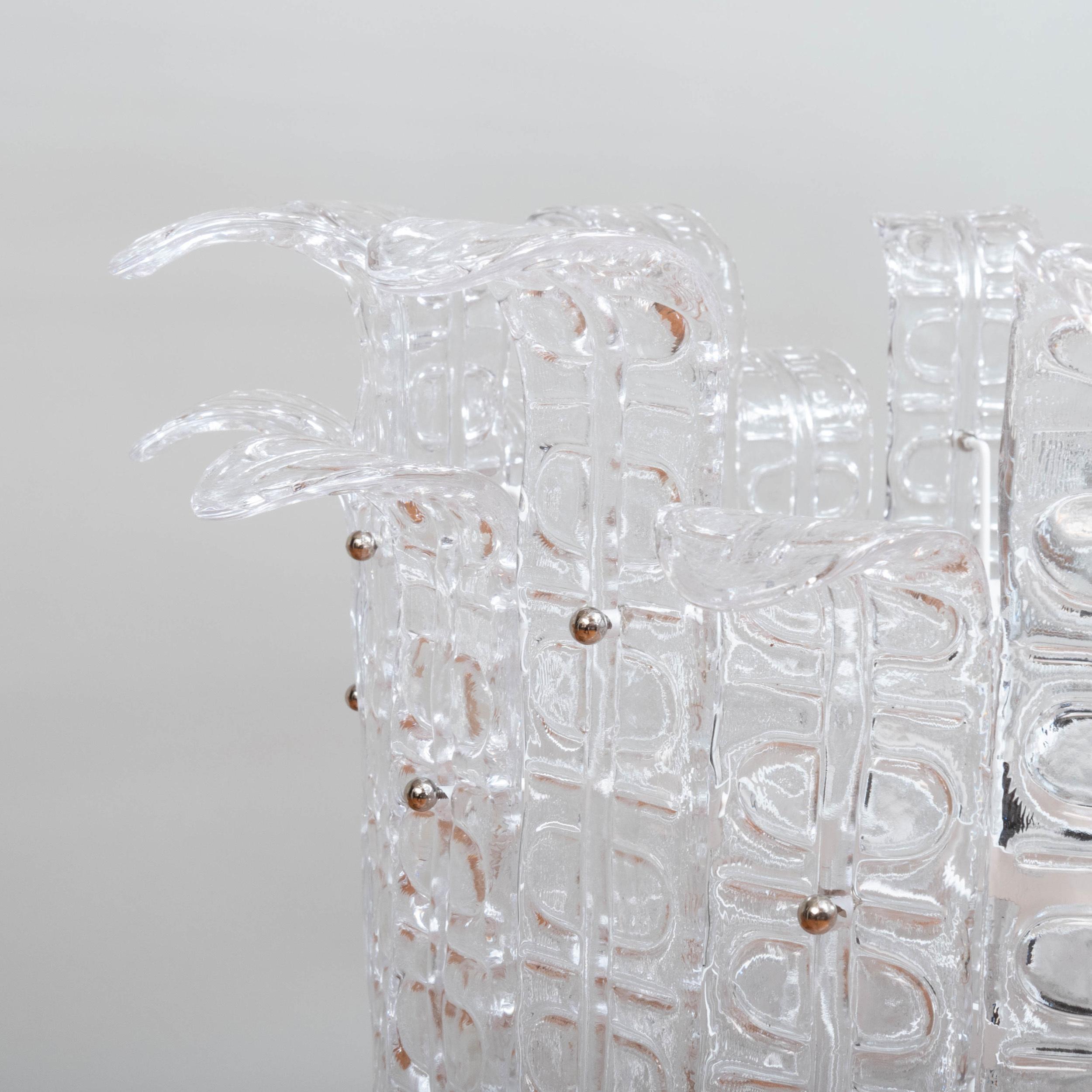 Modern Art Deco Clear Murano Glass 'Ricci' Chandelier