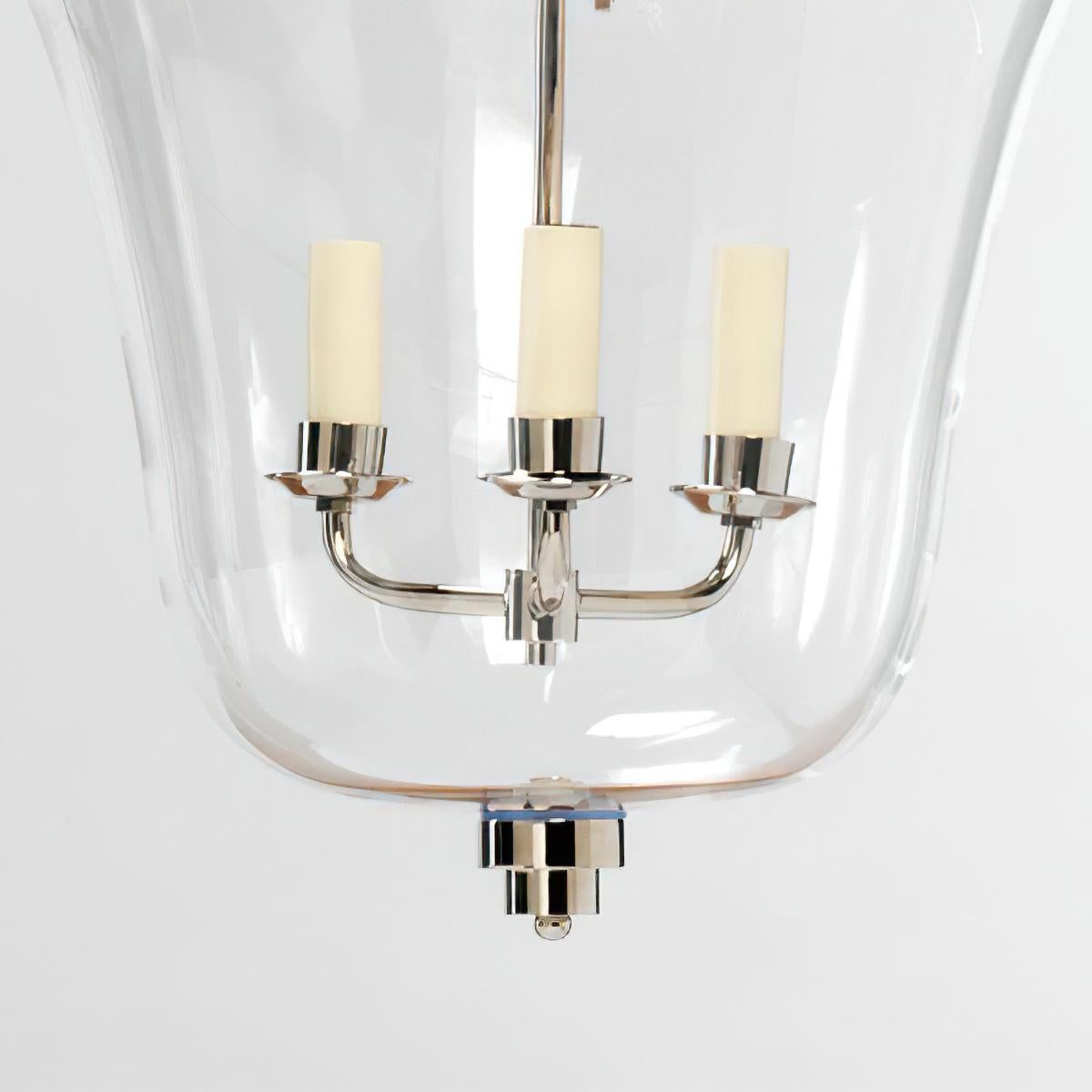 Contemporary Art Deco Cloche Lantern, Nickel For Sale