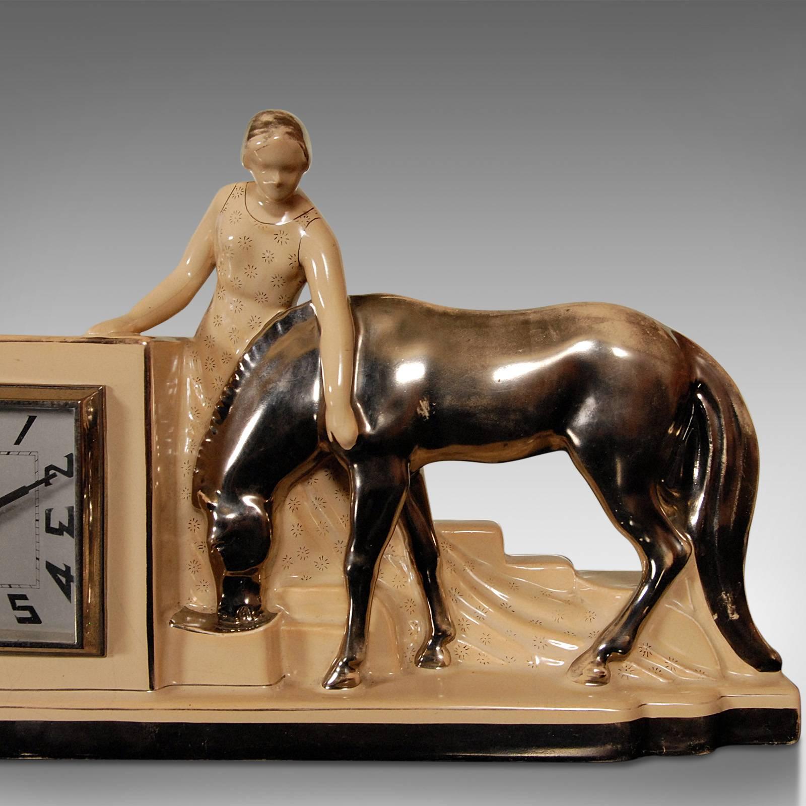 Art Deco Clock and Garnitures, French ODYV Timepiece, Working with Alarm 2