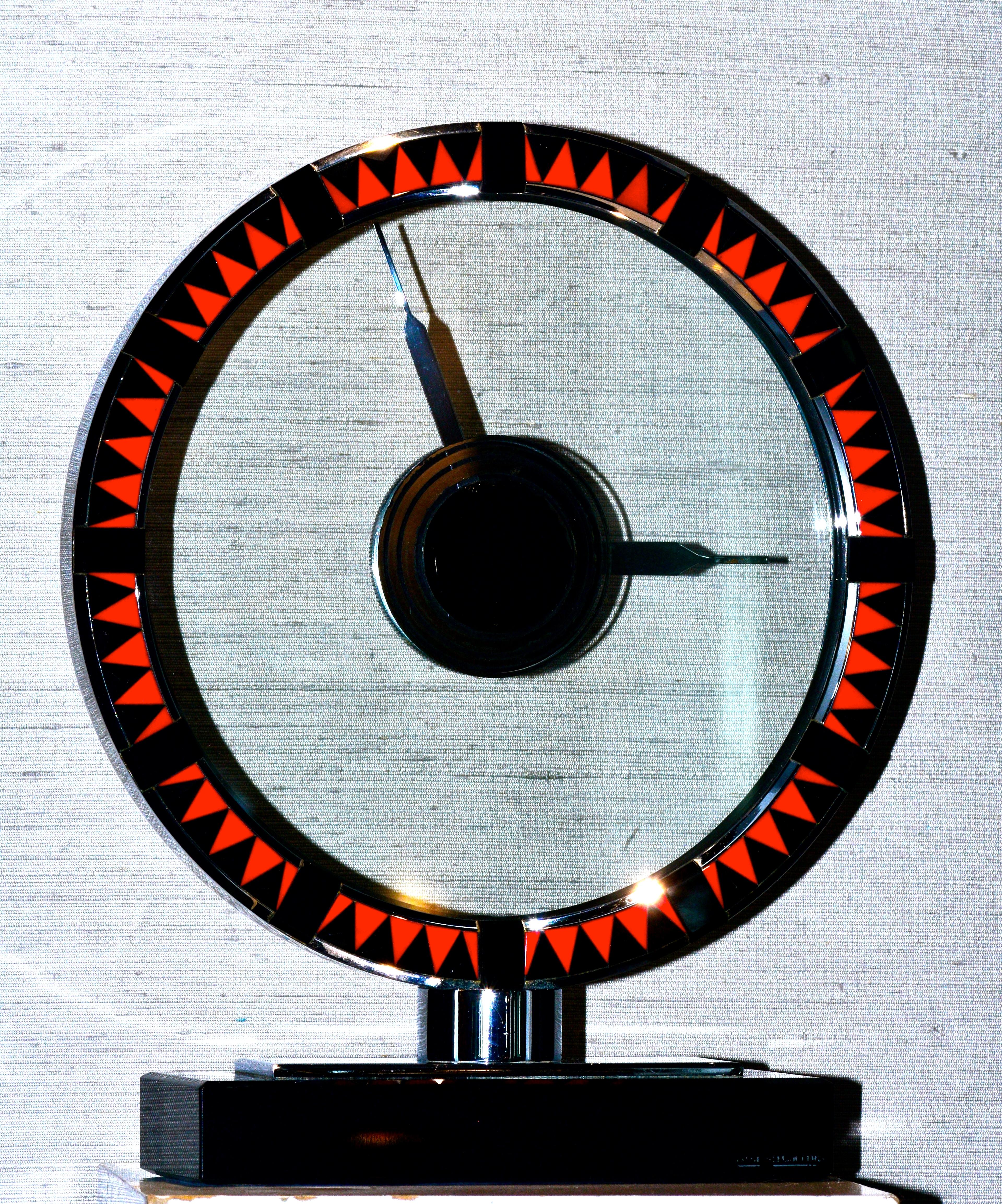 French Cut Art Deco Clock by Jaeger-LeCoultre, circa 1930-1940