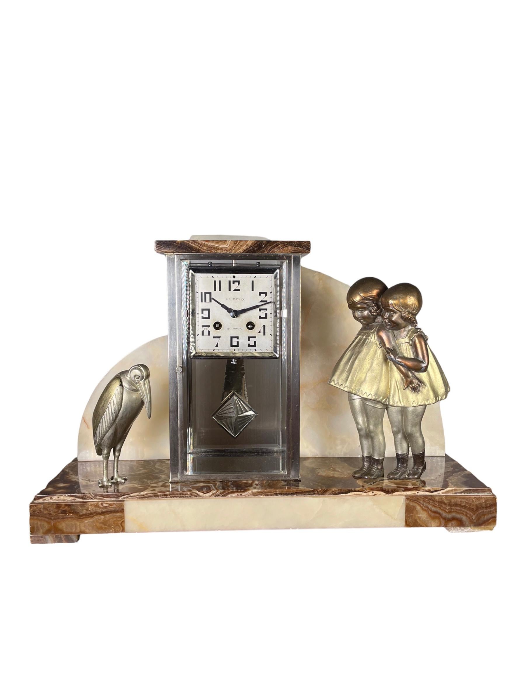 French Art Deco Clock by the Sculptor Demetre Chiparus For Sale