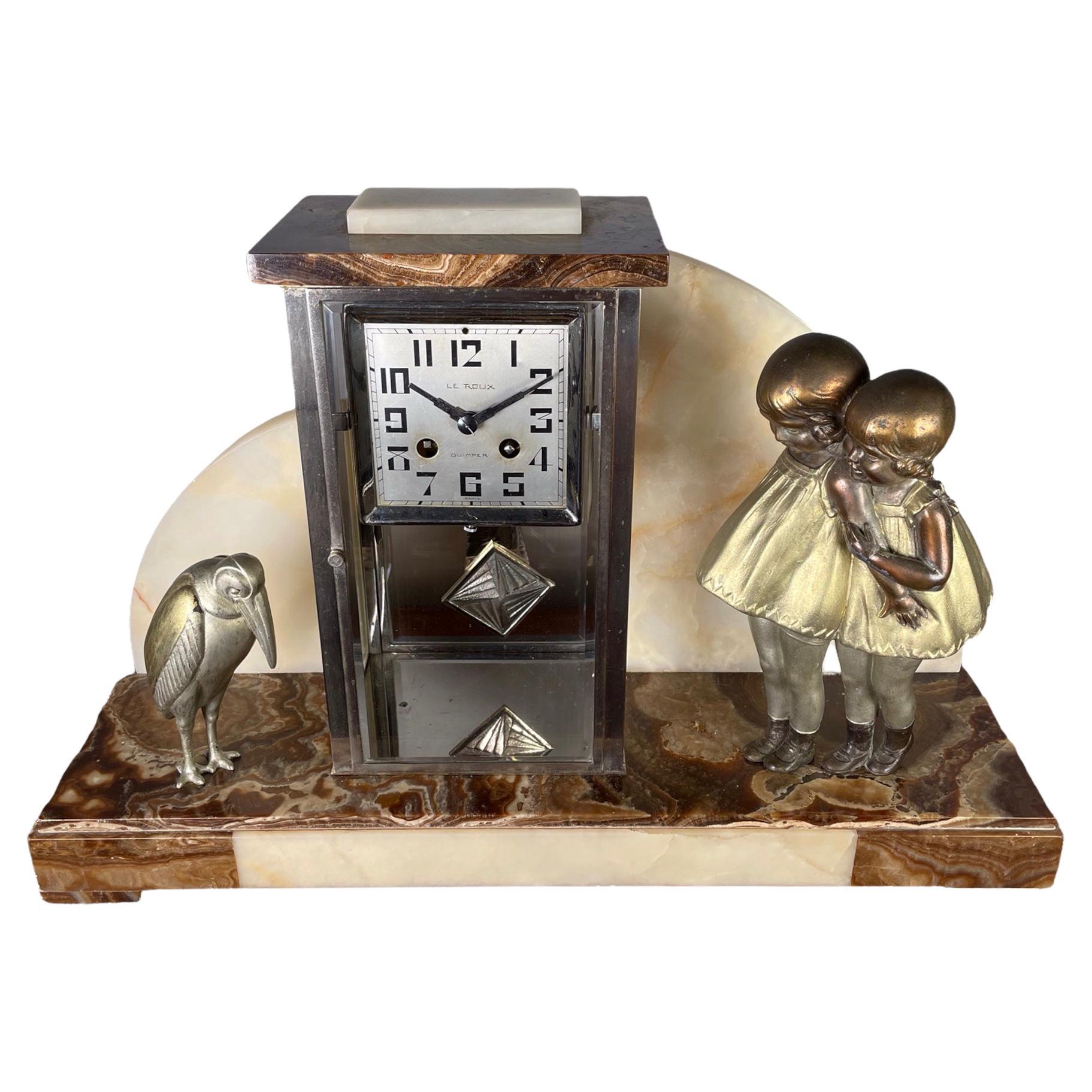 Art Deco Clock by the Sculptor Demetre Chiparus For Sale