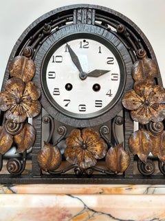 Art Deco clock in wrought iron by FAG