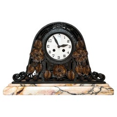 Antique Art Deco clock in wrought iron by FAG