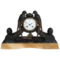 Art Deco Clock, Marble and Spelter