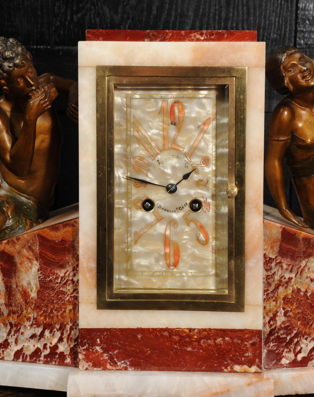 Art Deco Clock, Music and Love by Ferdinand Verger 5