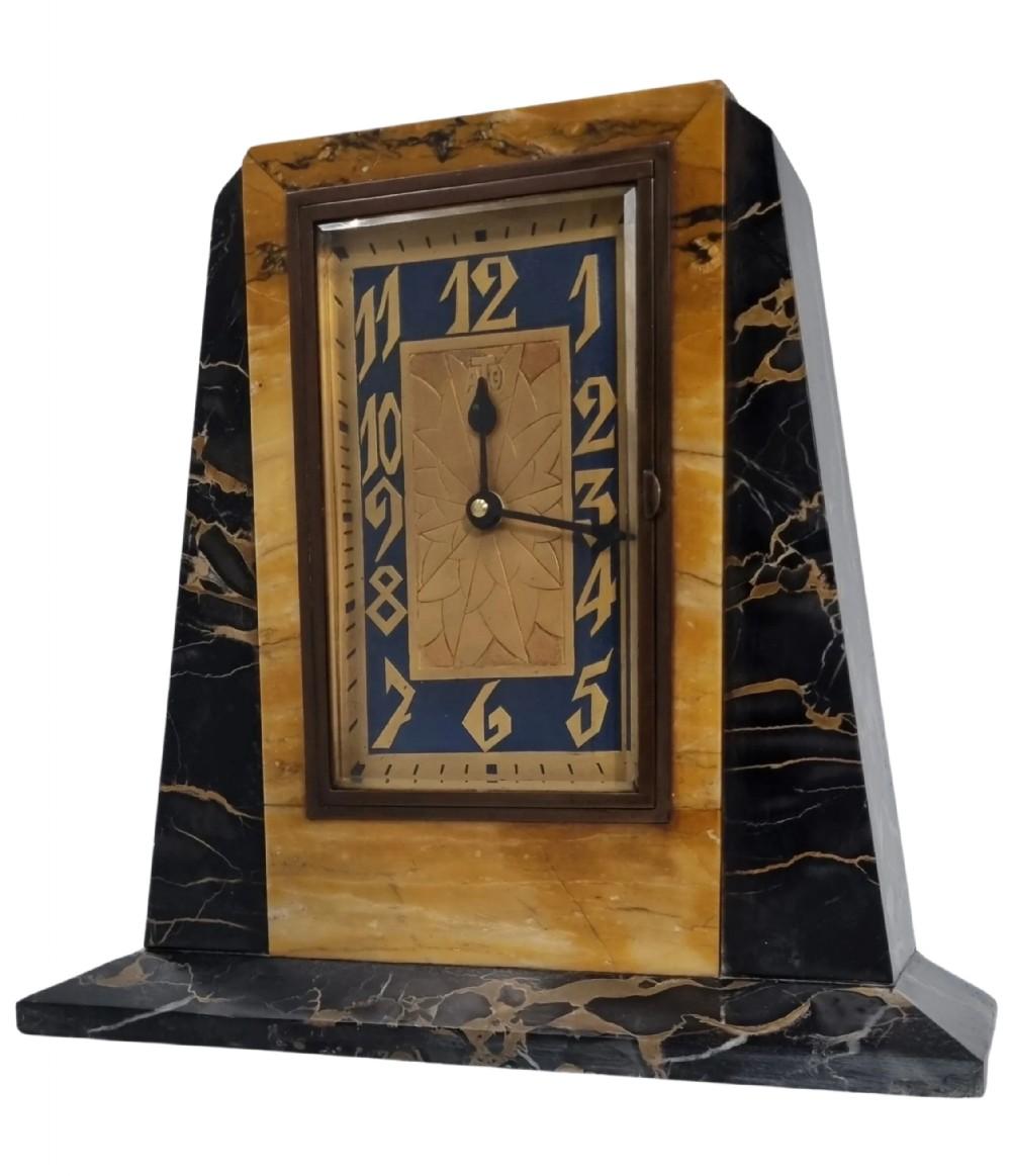French Art Deco Clock of Geometric Design by ATO / Leon Hatot